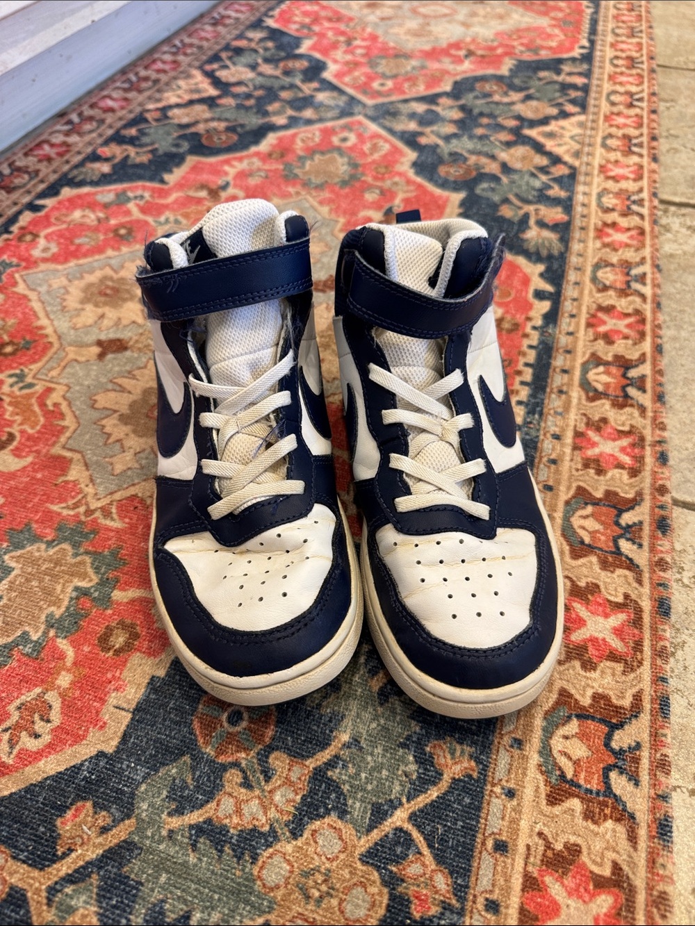 Nike Kids High-Top Sneakers in Navy and White